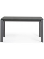 CLARISSA 140 oder 160 cm anthrazitfarbene Metallbeine und gehärtete Glasplatte in Farbe Ausziehbarer Tisch