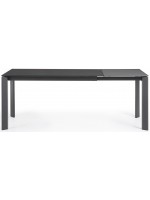 CLARISSA 140 or 160 cm anthracite metal legs and tempered glass top in color extendable table