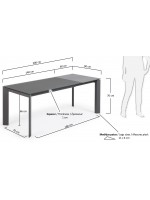 CLARISSA 140 ou 160 cm pieds en métal anthracite et plateau en verre trempé de couleur table extensible