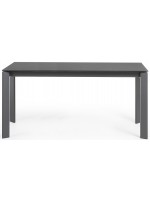 CLARISSA 140 or 160 cm anthracite metal legs and tempered glass top in color extendable table
