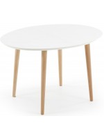 OQUI 120 ou 140 ou 160 cm table ovale à rallonges laqué blanc