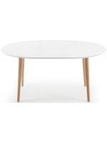 OQUI 120 ou 140 ou 160 cm table ovale à rallonges laqué blanc
