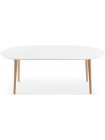 OQUI 120 140 or 160 cm extendable oval table lacquered white