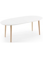 OQUI 120 140 or 160 cm extendable oval table lacquered white