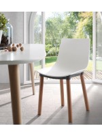 OQUI table ronde diam 120 extensible en bois laqué blanc et pieds en hêtre naturel