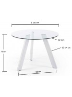 CASUAL Fixe diam 110 ou 130 occasionnels en chromé ou blanc verre round top table maison contrat