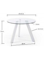 CASUAL Fixed diam 110 or 130 in chrome or white glass top round table home contract