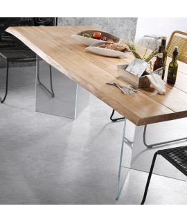 MINNESOTA 160x90 cm o 180x100 cm o 220x100 cm con piano in legno massello e gambe in cristallo tavolo design