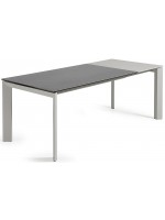 ABBA 120 o 140 o 160 cm tavolo allungabile con piano in gres porcellanato grigio e gambe in metallo grigio chiaro