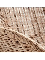 BEVERLY in rattan naturale e struttura in metallo grigio sedia con braccioli