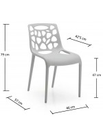 ELLISSA gray perforated polypropylene stacking Chair