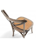 SALINA scelta colore in legno di olmo con seduta in rattan naturale sedia