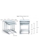 GIRONA in marble effect glass set of 3 pull-out tables in chromed metal