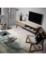 BURANO coffee table 110x55 cm in transparent tempered glass with double shelf