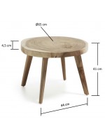 KUTA coffee table with round top in solid mungur wood and teak wood legs