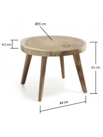 KUTA table basse avec plateau rond en bois de mungour massif et pieds en bois de teck
