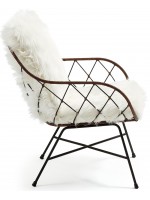 DELI en metal y ratán con almohadones asiento y respaldo en sillón imitación