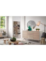 ISLAND 154x45 sideboard in ash wood with 3 doors and white structure