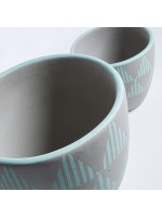 RIO set 2 maceteros de cerámica gris y turquesa