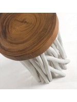 COLTON diam 35 cm petite table ou tabouret en bois tropical rond