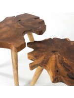 SERANG set of 2 tables in solid teak with natural finish
