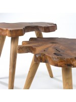 SERANG set of 2 tables in solid teak with natural finish