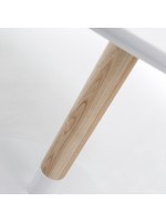TAHITI Table ronde fixe diamètre 90 cm en laqué blanc mat et frêne