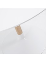 TAHITI 90 cm diametro tavolo rotondo fisso laccato bianco opaco e frassino