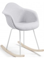 AWARY fauteuil rocking chair en tissu gris clair