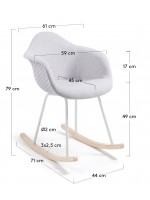 AWARY fauteuil rocking chair en tissu gris clair