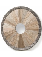 Clous de girofle diam 102 avec cadre en bois et bordure en métal rond miroir