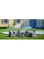 TEXAS Outdoor-Wicker Wand Fliesen und Glas quadratischen Couchtisch