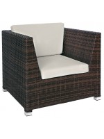 CONFECT fauteuil blanc ou marron foncé en osier synthétique pour jardins et terrasses extérieurs