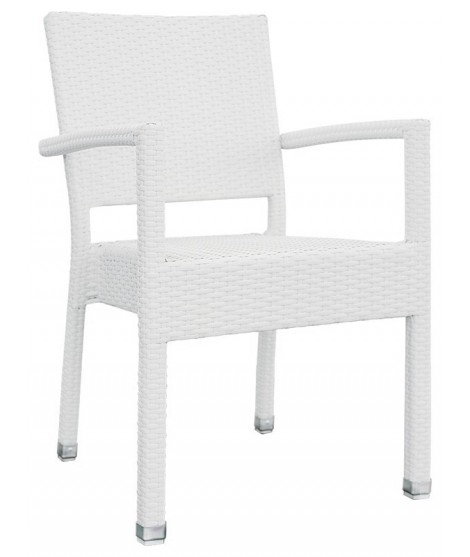 GRECA Stackable chair with armrests in rattan outdoor garden terraces hotel chalet bar restaurants