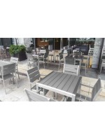 EXPENSIVE Mesa de 180x90 en aluminio cepillado para terrazas-jardín de apartamentos restaurantes bar del hotel