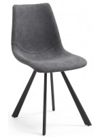 ABENCIA grafito o gris topo en gamuza y estructura metálica silla diseño living hogar estudio contrato