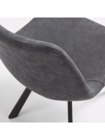 ABENCIA graphite ou taupe en daim et structure métallique chaise design living home studio contrat