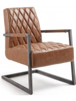 GORDON sillón en cuero ecológico vintage marrón tabaco