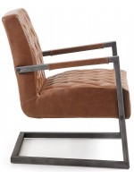 GORDON sillón en cuero ecológico vintage marrón tabaco