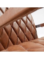 GORDON armchair in tobacco brown vintage eco-leather