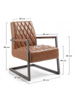 GORDON armchair in tobacco brown vintage eco-leather
