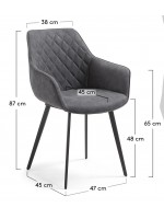 AXET dove gray or gray or green armchair in faux suede and metal structure design living house studio contract