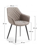 AXET dove gray or gray or green armchair in faux suede and metal structure design living house studio contract