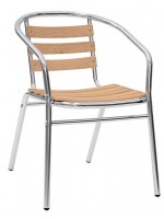 EVOL Chaise en aluminium et en bois avec accoudoirs empilables pour bar hôtels de résidence Glacières Restaurants