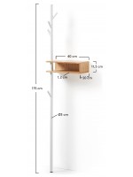 GRAD appendiabito in metallo bianco con mensola in legno di rovere