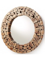 POLLON Diam 80 cm mirror with recycled wood frame