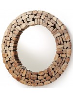 POLLON diamètre 80 cm de bois recyclé miroir encadré