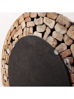 POLLON diamètre 80 cm de bois recyclé miroir encadré