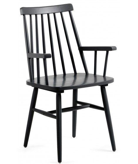 TRESS Stuhl mit naturbelassenen oder schwarzen oder weißen Holzarmlehnen im rustikalen Landhausstil