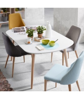 OQUI 120 o 140 o 160 cm ovale allungabile piano laccato bianco tavolo